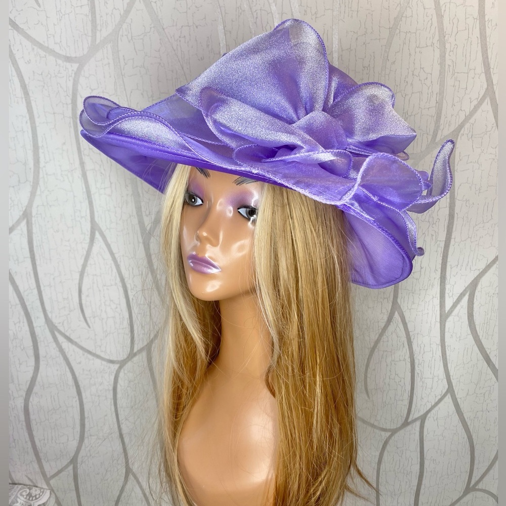 🎀🌷 Lilac Purple Organza 3D Floral Doll Style Sun Hat 🌷🎀 NWT